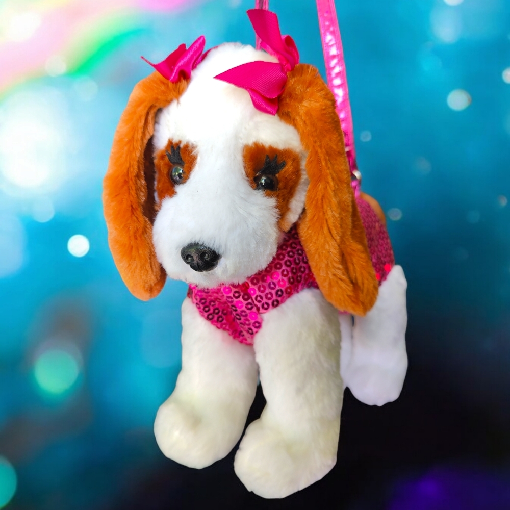 POOCHIE and CO Plush Sequins Spaniel Puppy Crossbody Purse